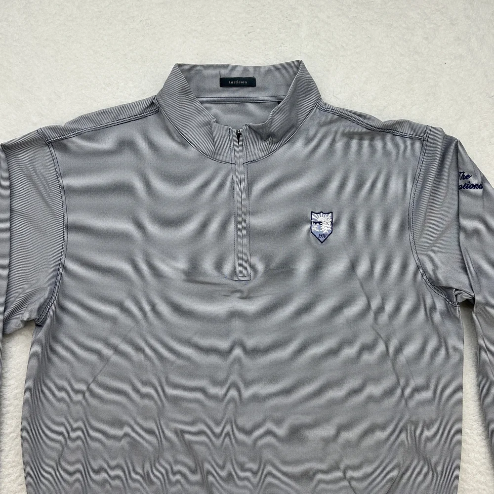 Turtleson Pullover Mens XL Quarter Zip Gray The National Golf Logo Stretch